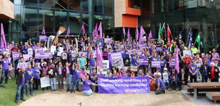 Staff on strike at the University of Newcastle, Australia, 2022 - Image used with the permission from the NTEU Office (NSW)